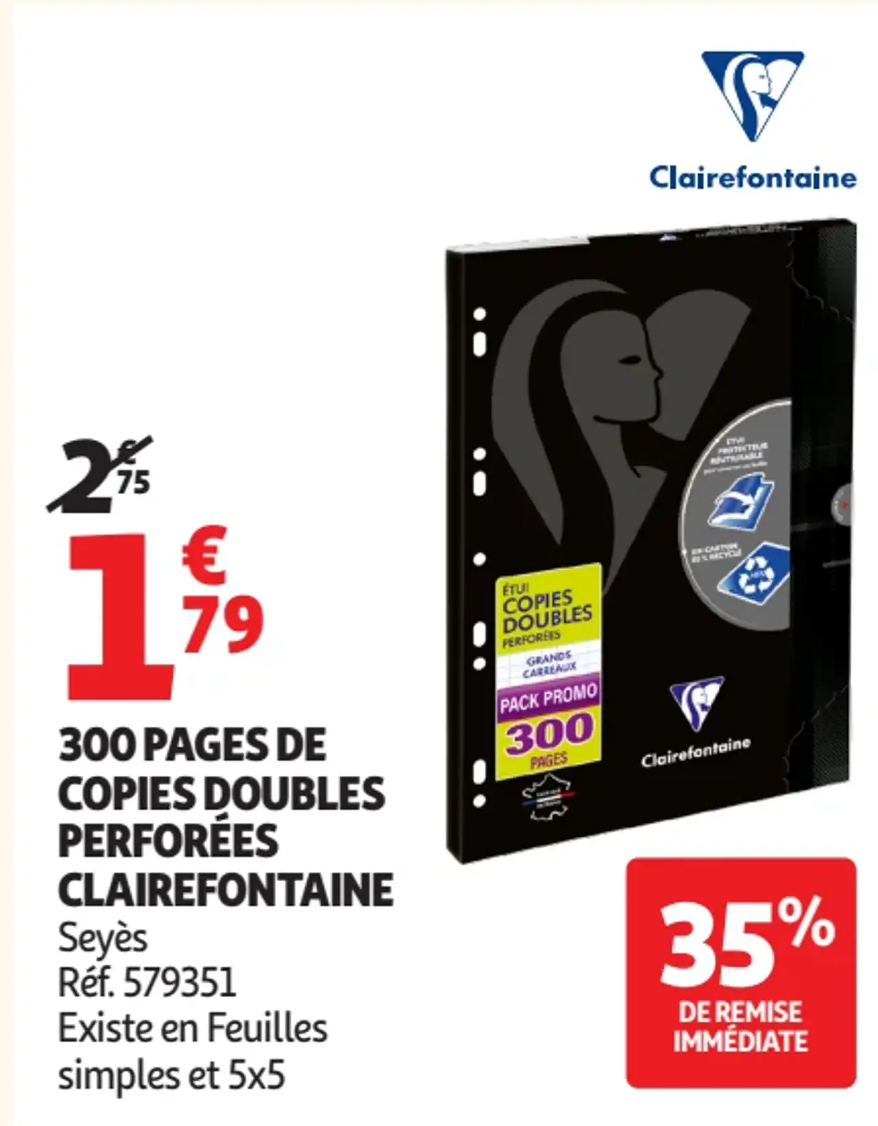 Clairefontaine 300 pages de copies doubles perforées
