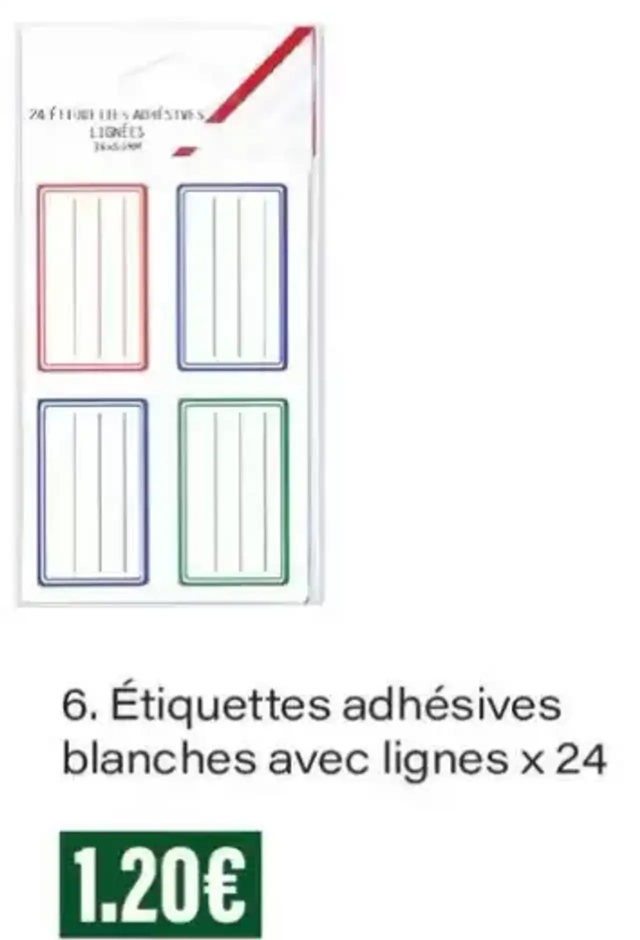 Monoprix Étiquettes adhésives blanches avec lignes x 24