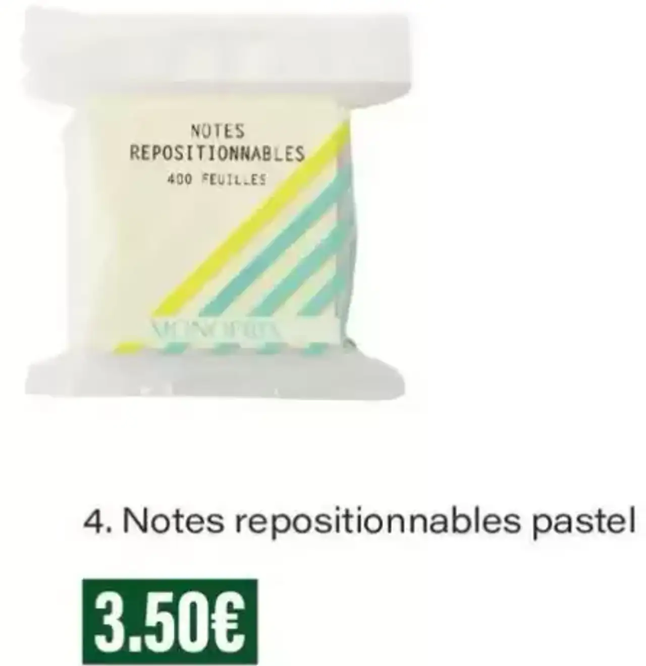 Monoprix Notes repositionnables pastel 76 x 76 mm, 400 feuilles