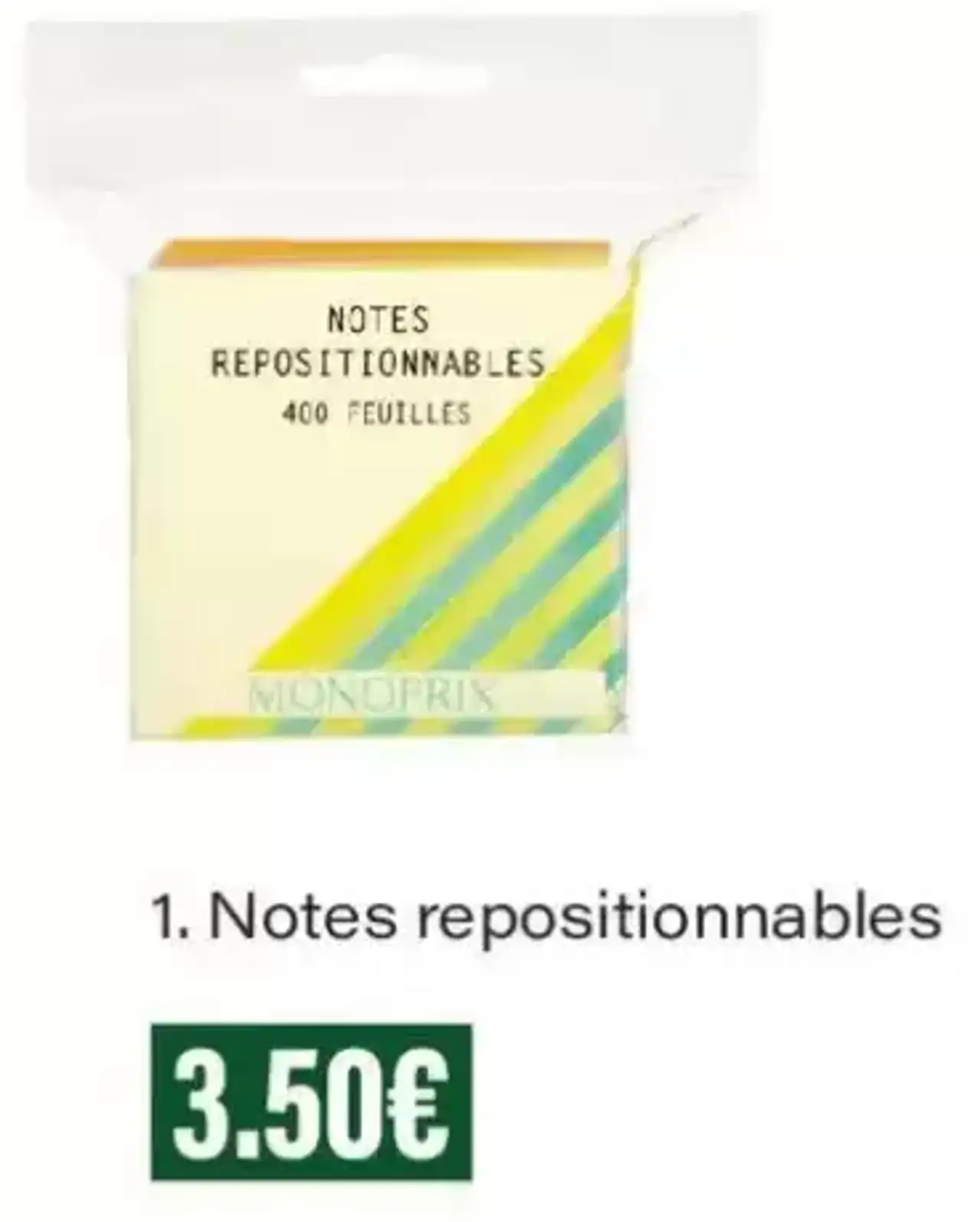 Monoprix Notes repositionnables 76 x 76 mm, 400 feuilles