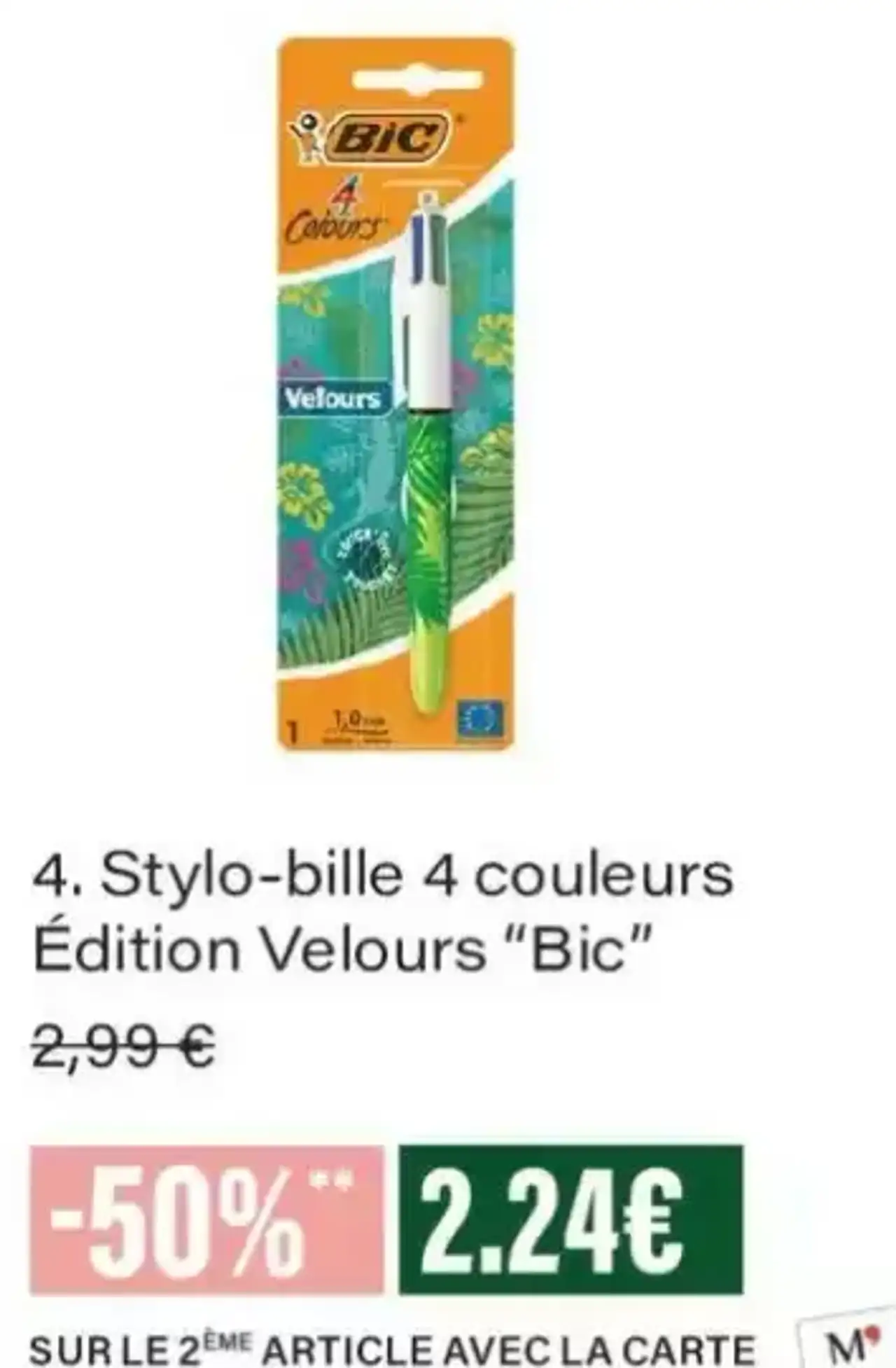 Stylo-bille 4 couleurs Édition Velours Bic