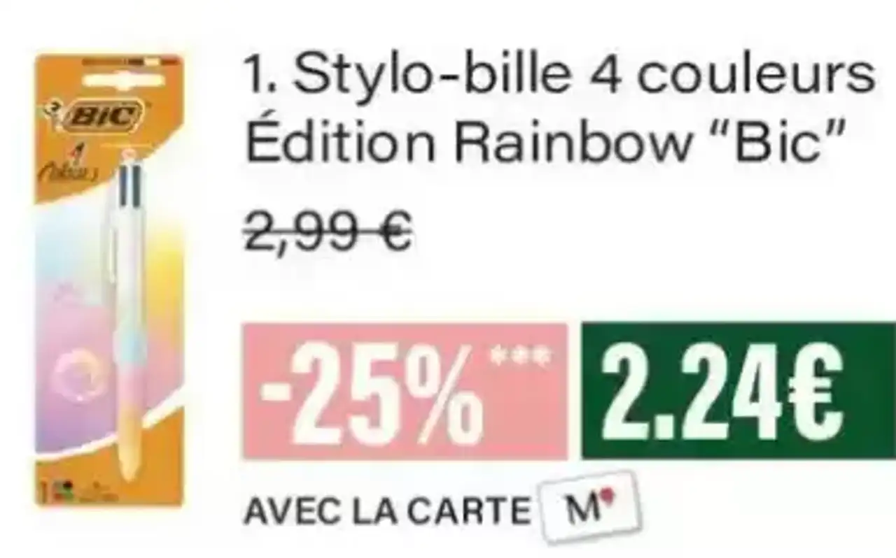Stylo-bille 4 couleurs Édition Rainbow "Bic"