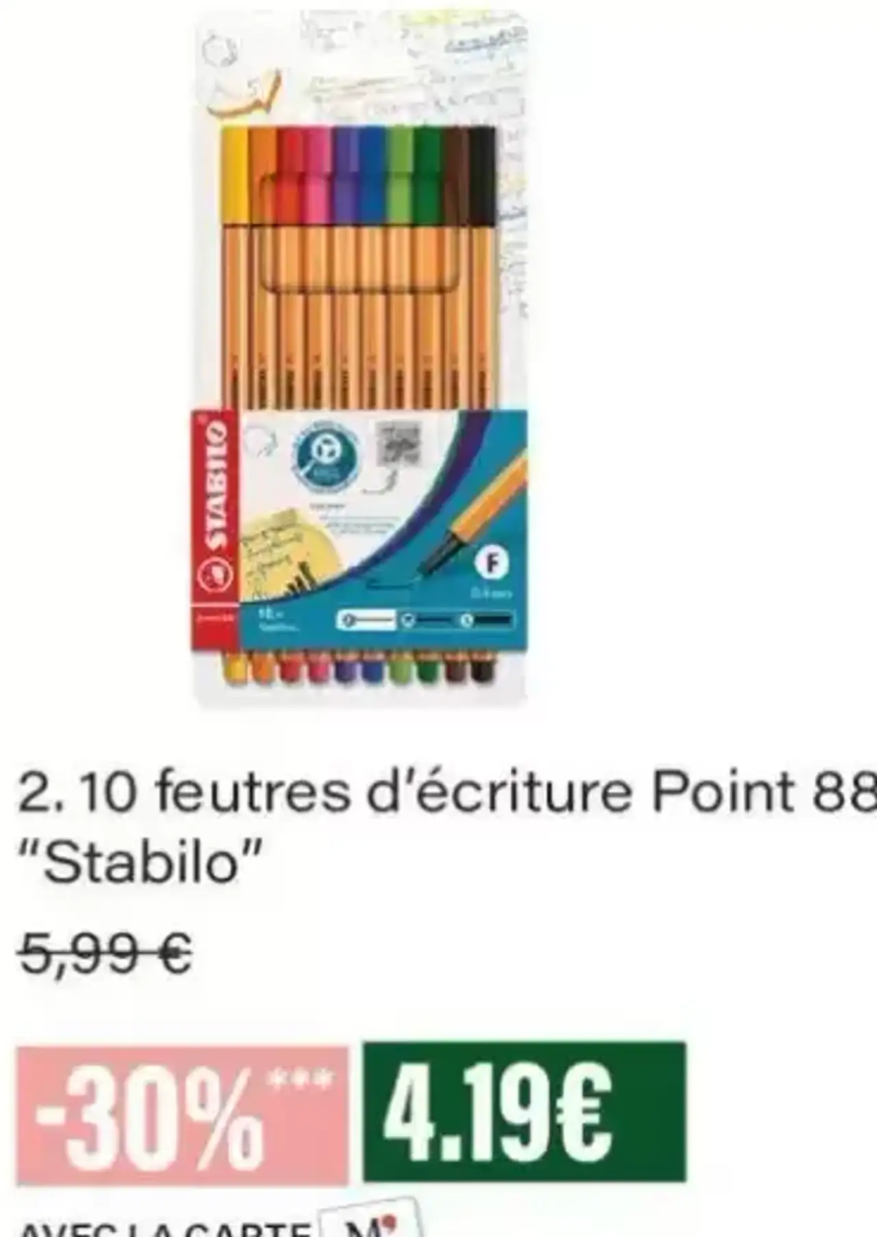 Stabilo 10 feutres d'écriture Point 88