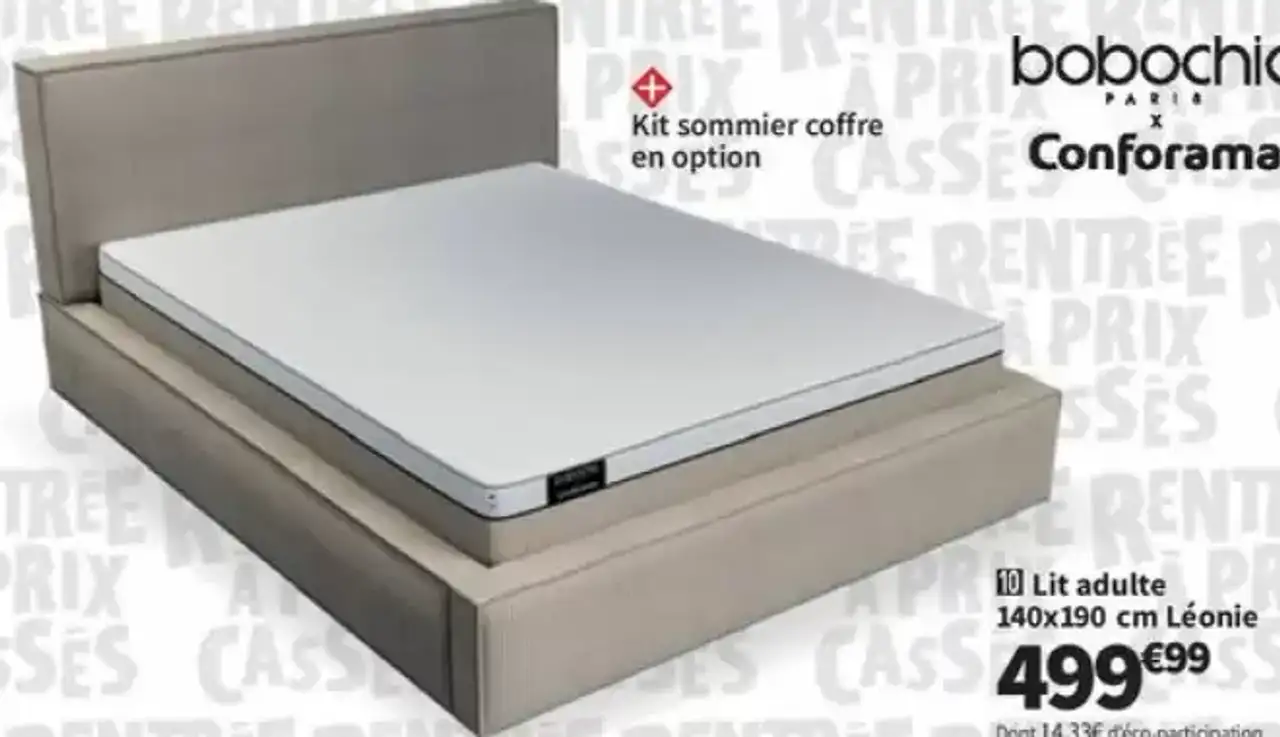 Lit adulte 140x190 cm Léonie bobochic x Conforama