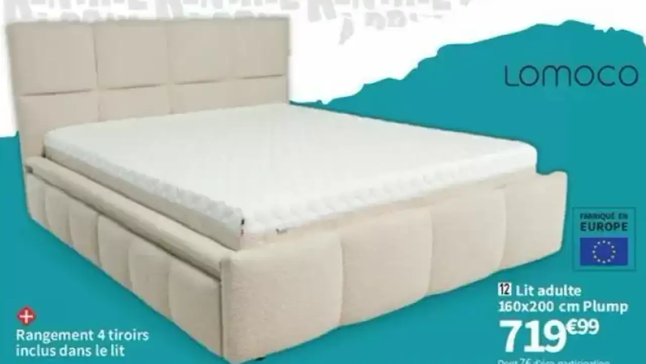 Lit adulte 160x200 cm Plump Lomoco