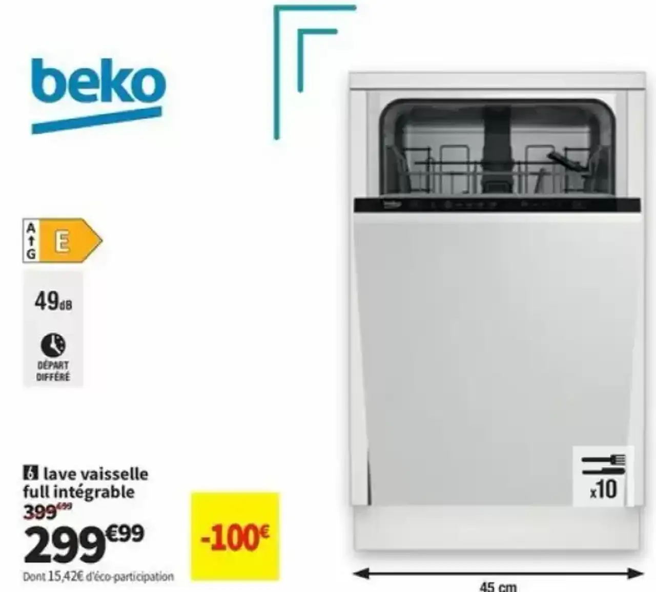 Lave-vaisselle full intégrable Beko
