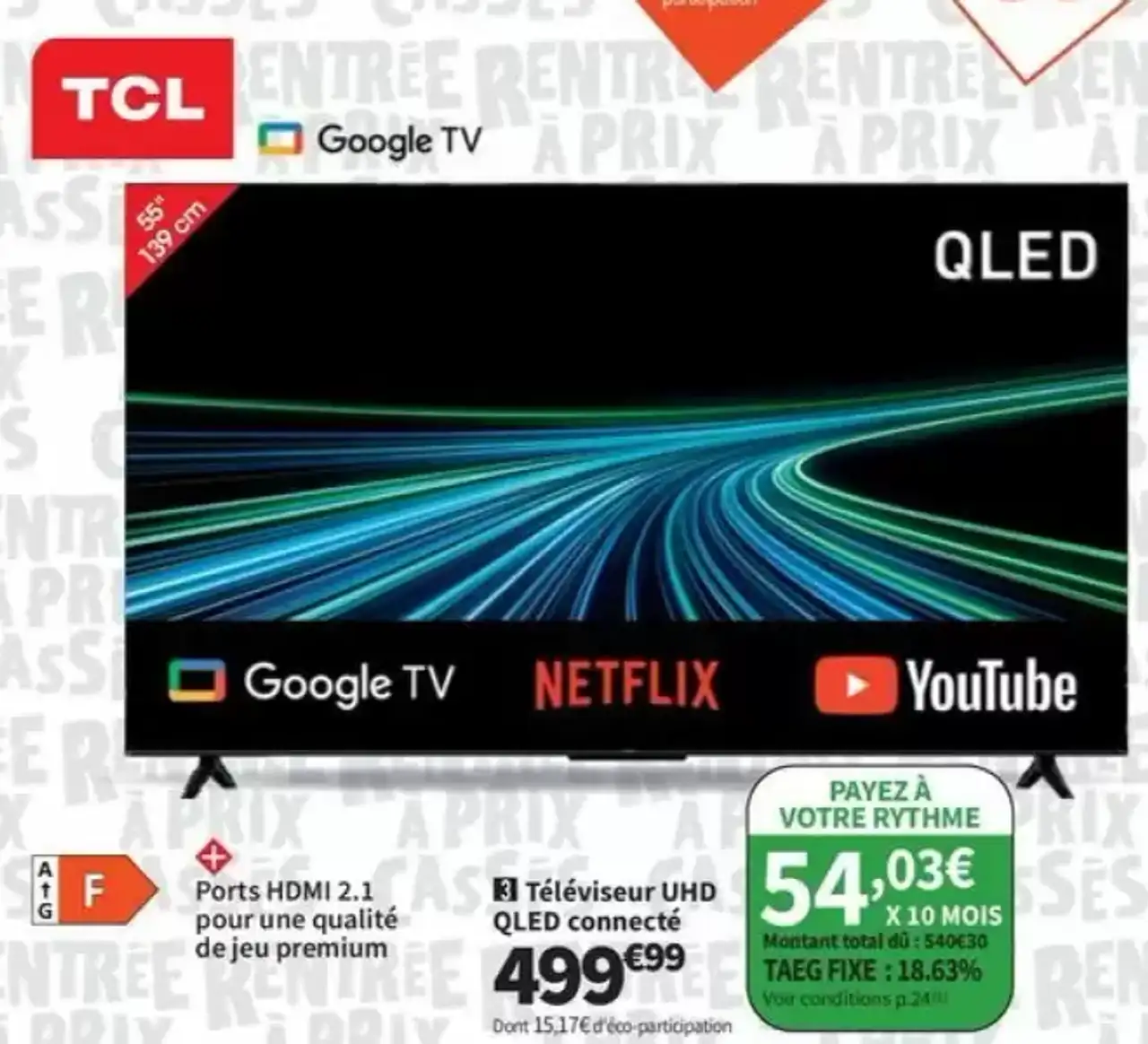 Téléviseur UHD QLED connecté TCL 55T69C