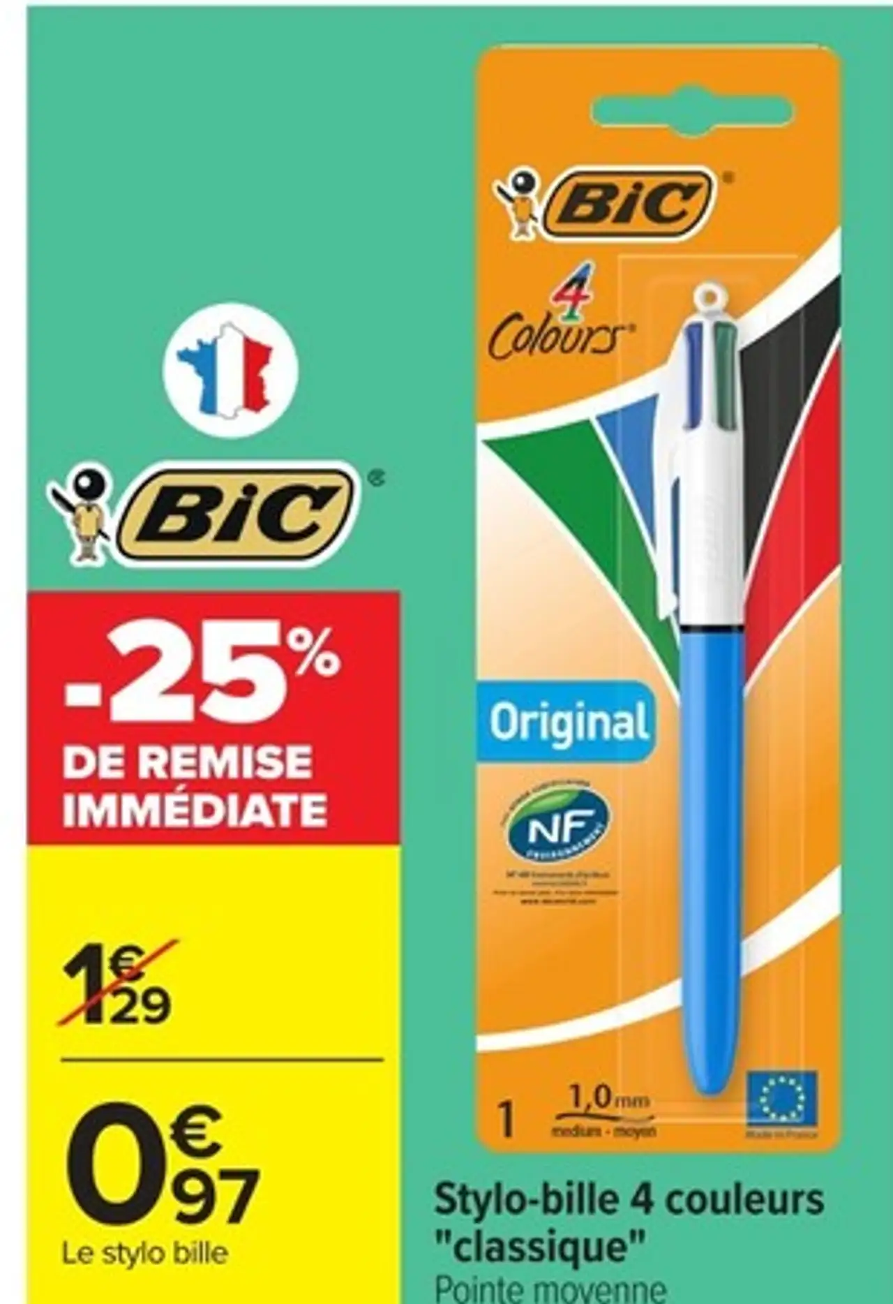 BIC Stylo-bille 4 couleurs "classique"