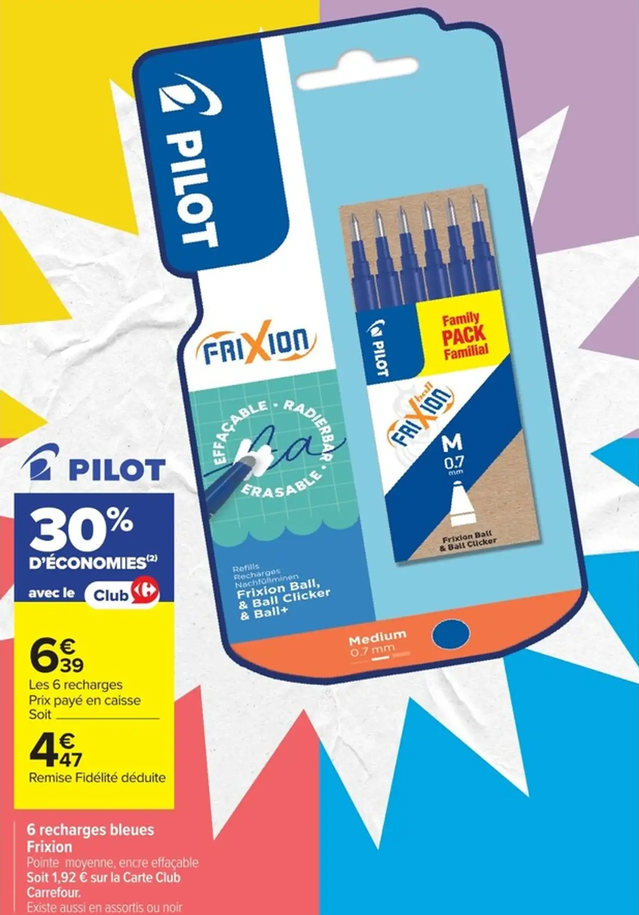 PILOT 6 recharges bleues Frixion