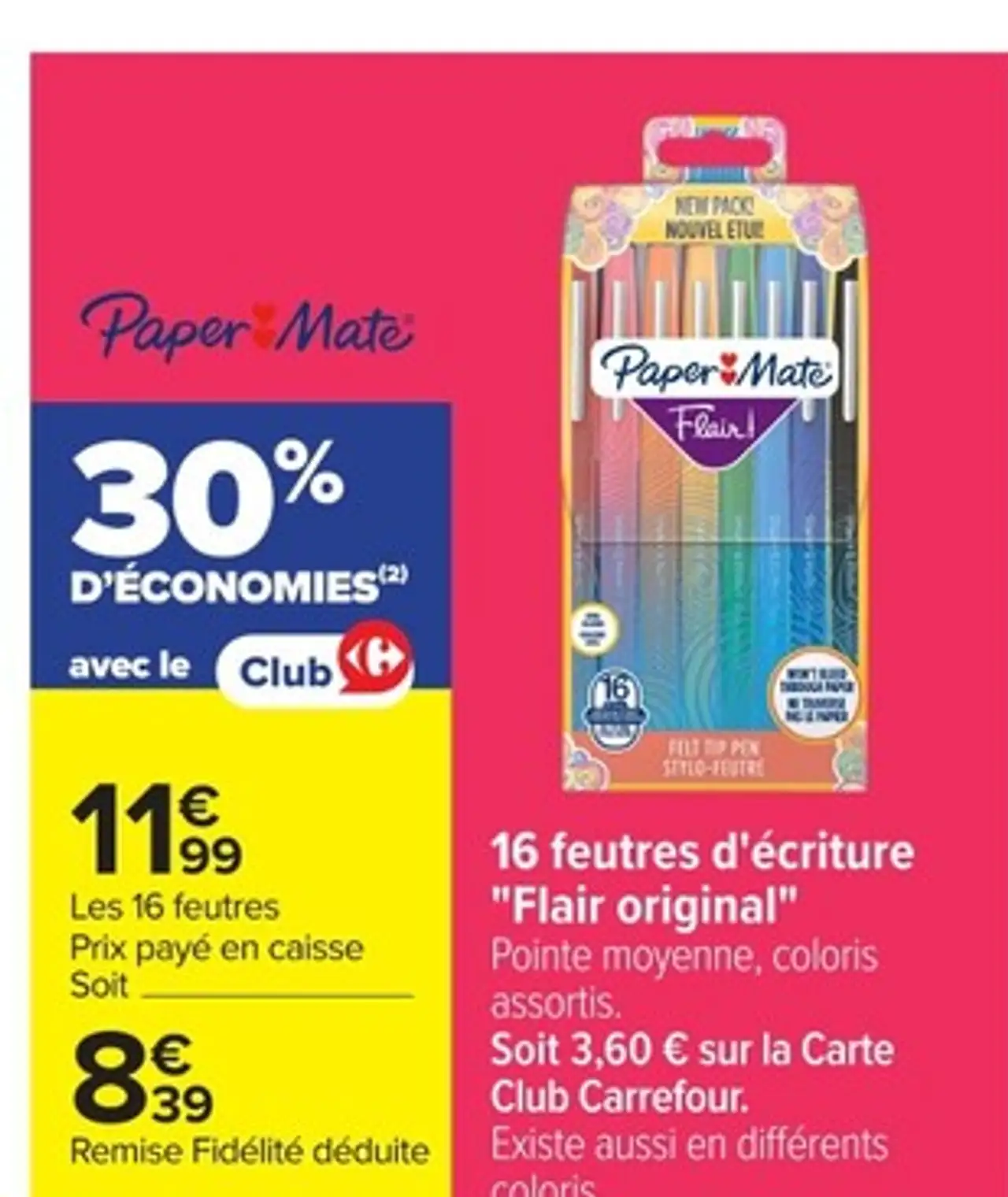 16 feutres d'écriture "Flair original" Paper Mate