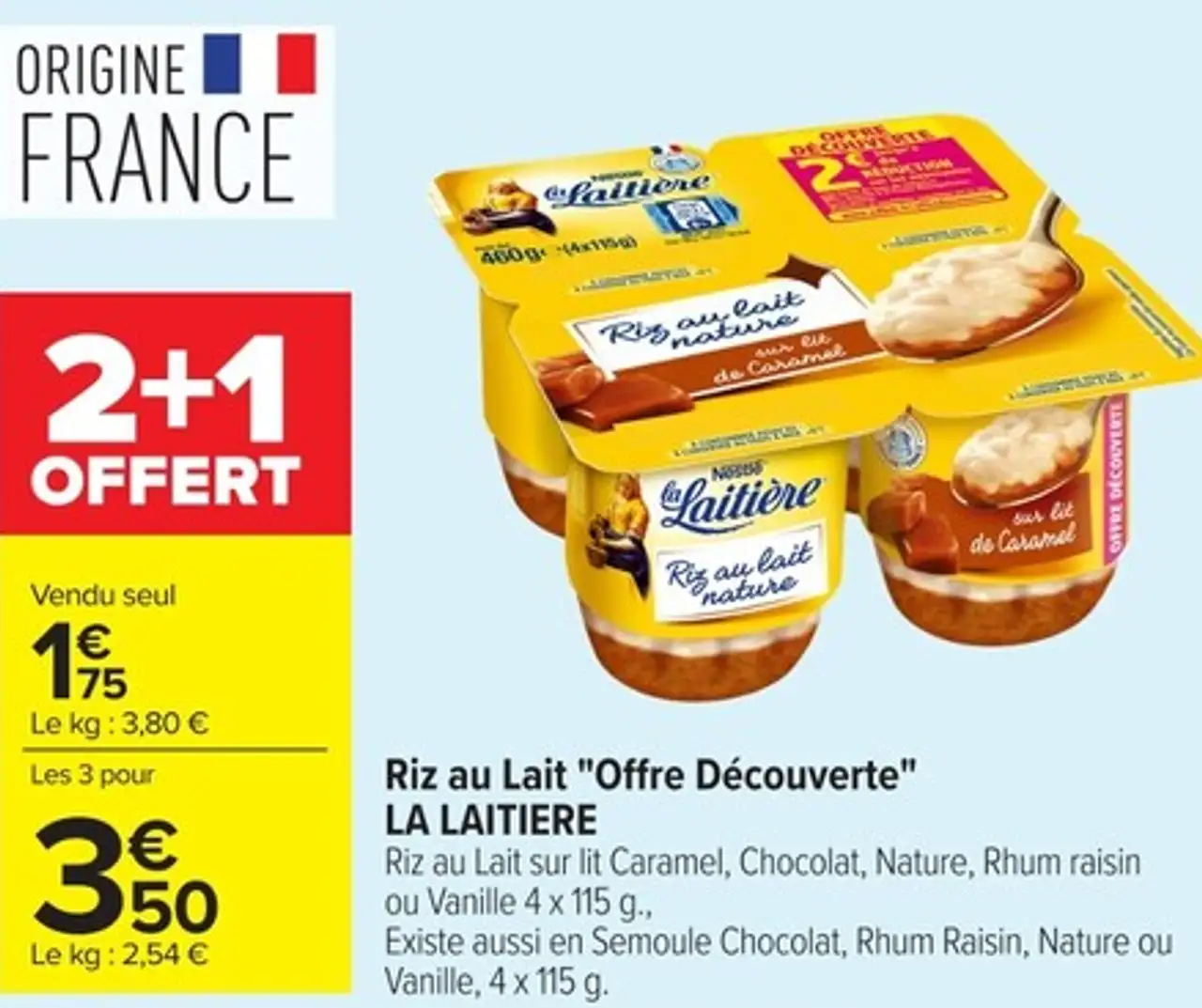 Riz au Lait "Offre Découverte" LA LAITIÈRE