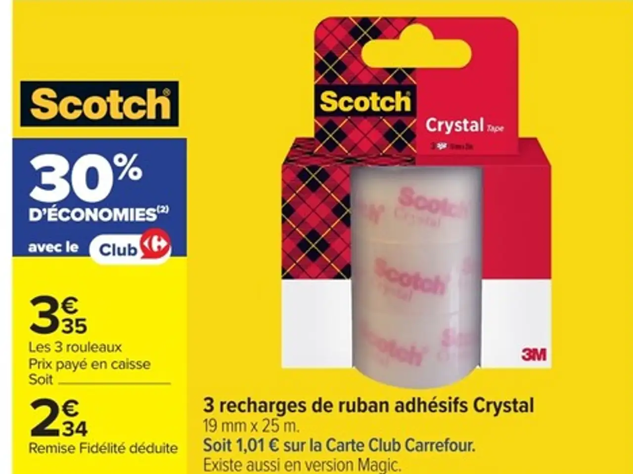 3 recharges de ruban adhésifs Crystal Scotch