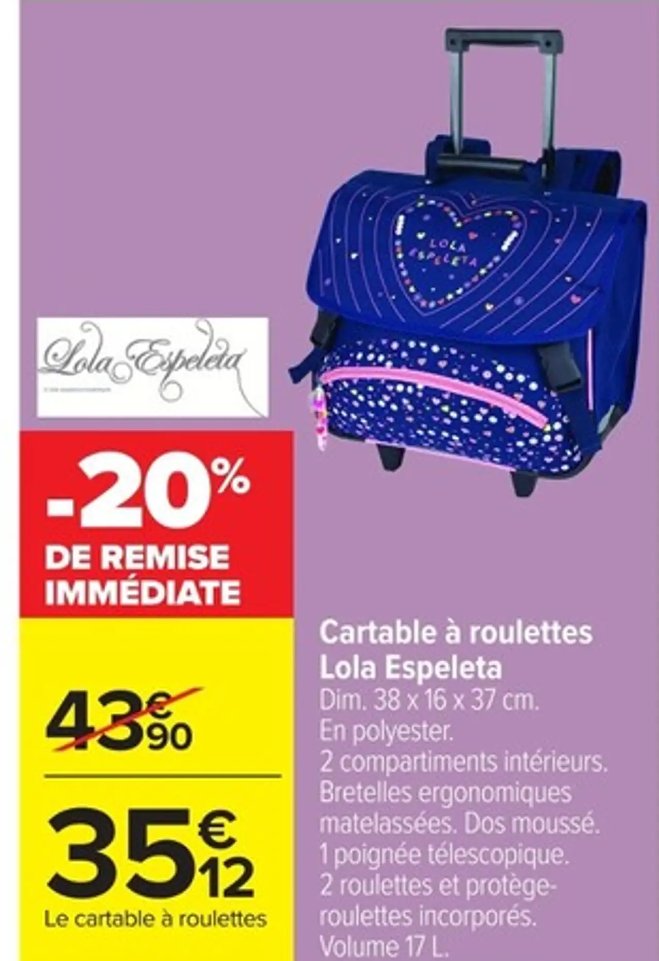 Cartable à roulettes Lola Espeleta