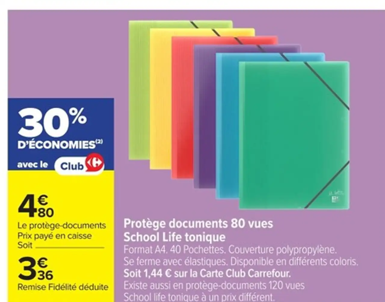 Protège documents 80 vues School Life tonique Oxford