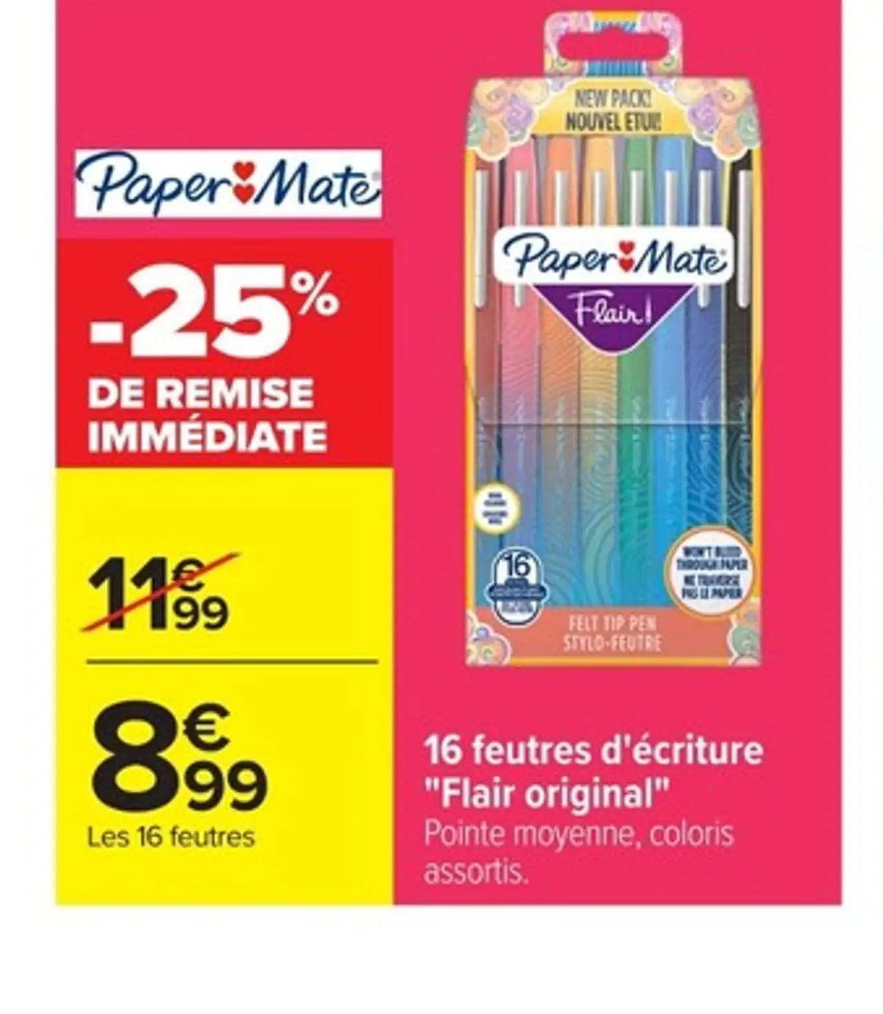 16 feutres d'écriture "Flair original" Paper Mate