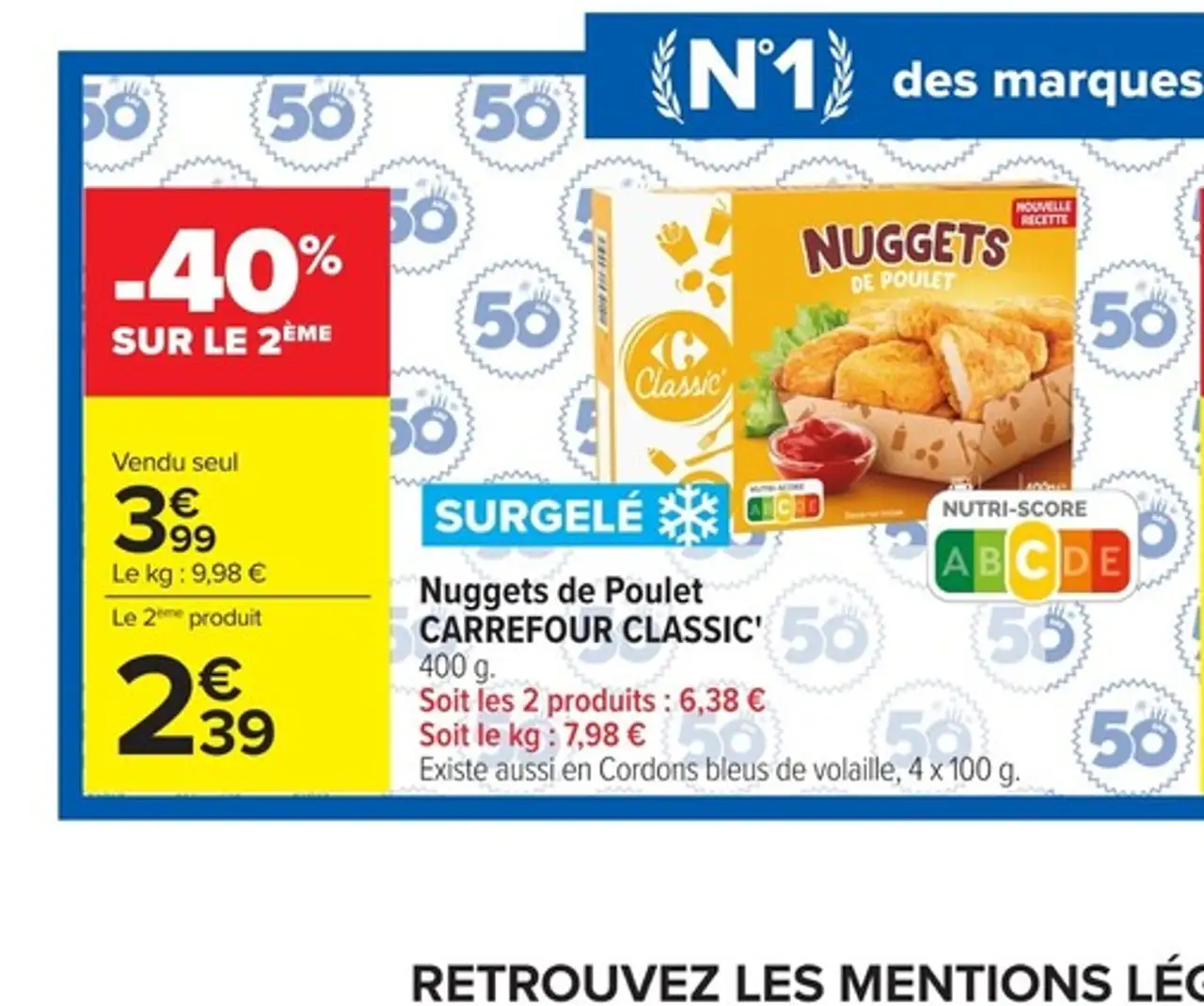 Nuggets de Poulet CARREFOUR CLASSIC'