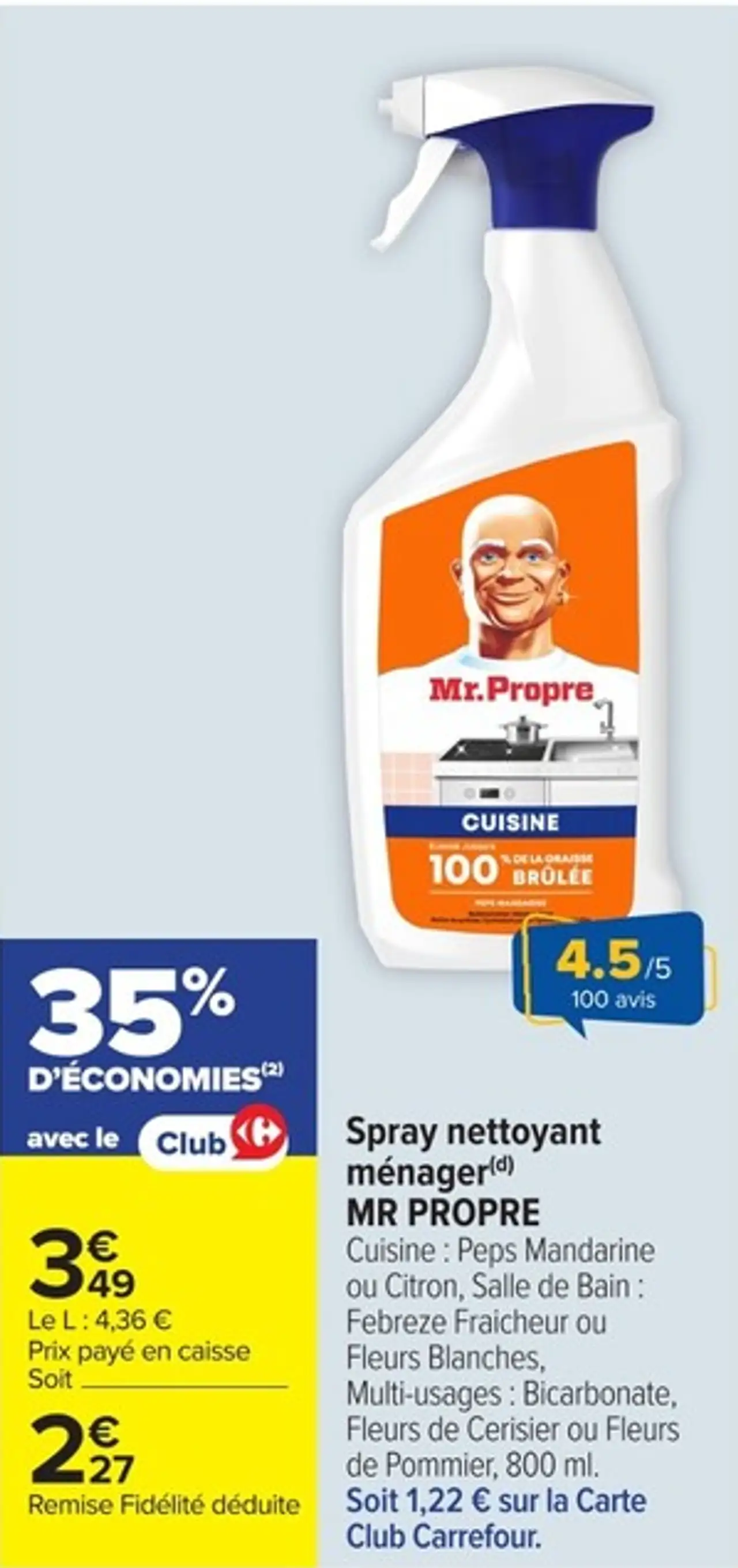 Spray nettoyant ménager MR PROPRE Cuisine, Salle de Bain ou Multi-usages