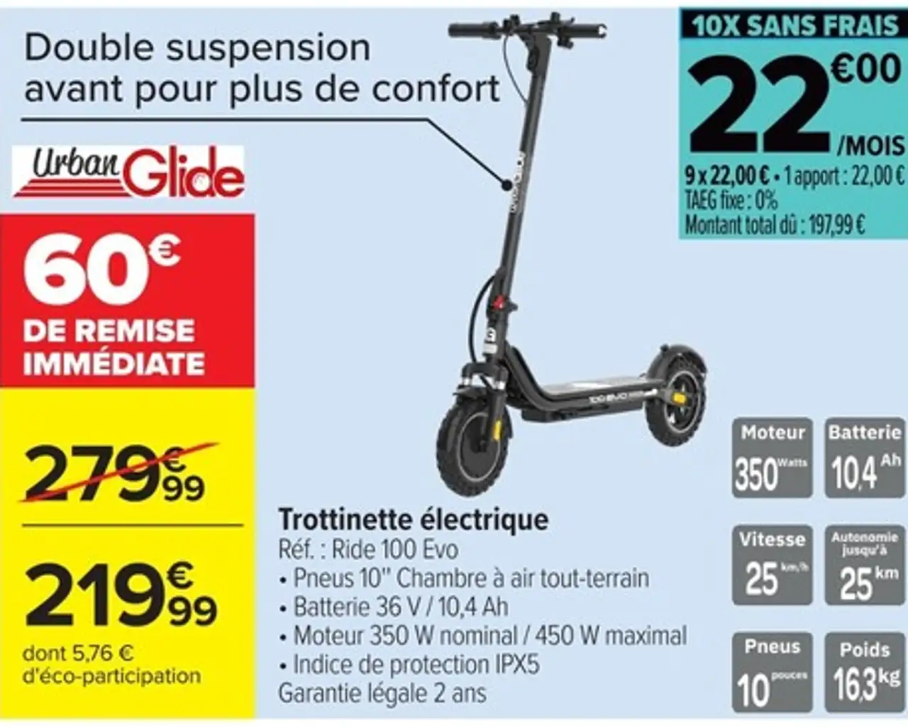 Trottinette électrique Urban Glide Ride 100 Evo
