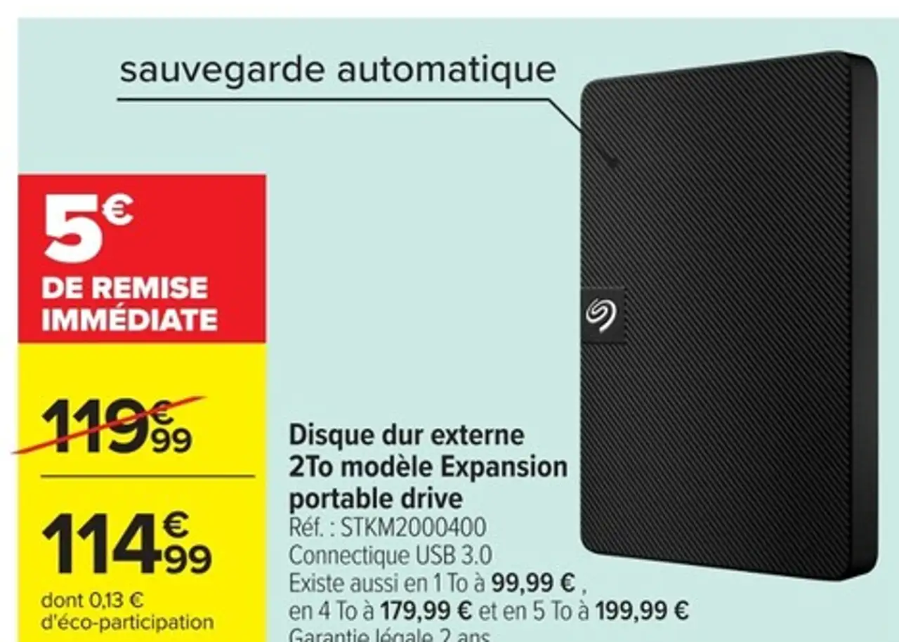 Disque dur externe 2To modèle Expansion portable drive Seagate