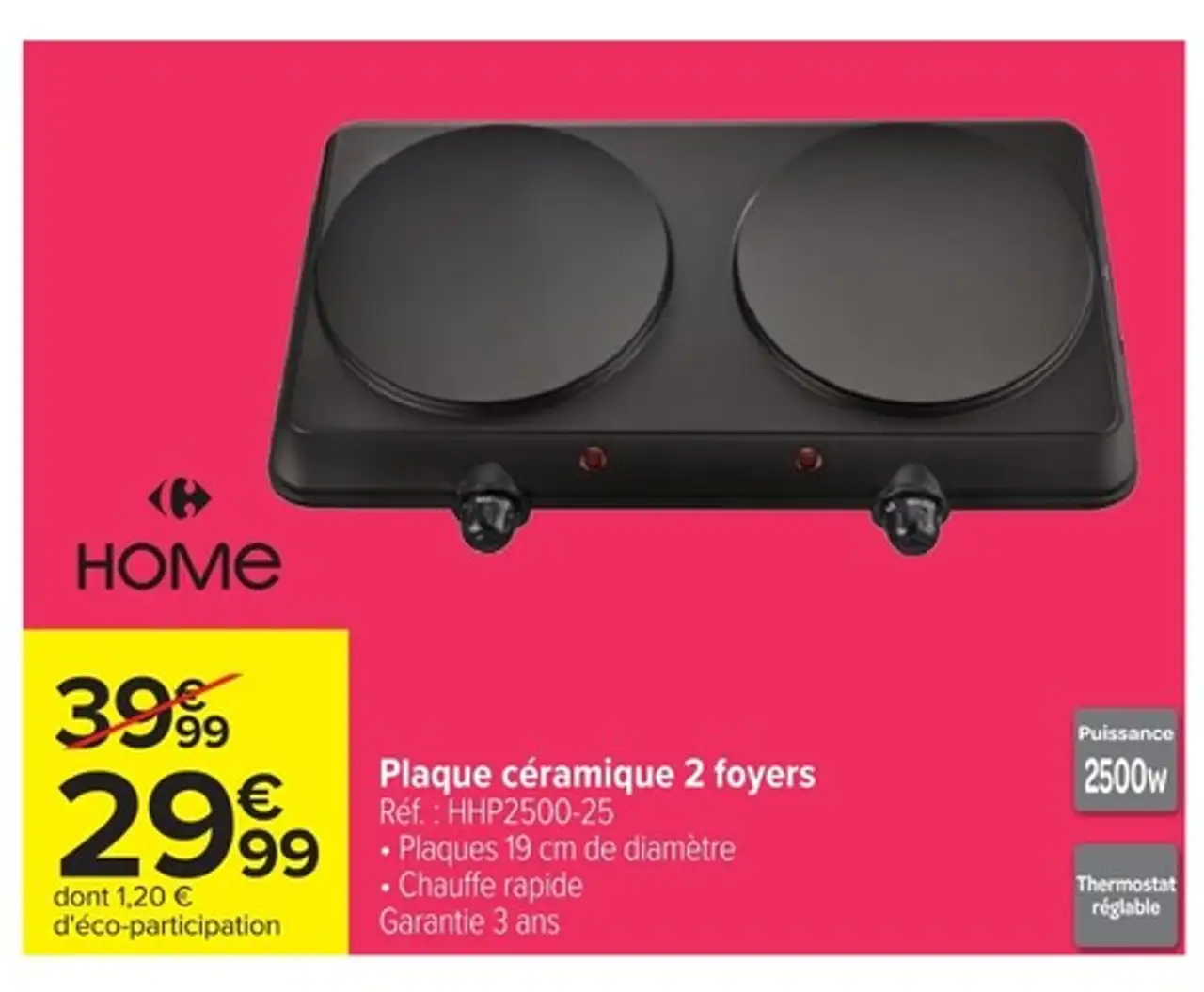 Home Plaque céramique 2 foyers HHP2500-25