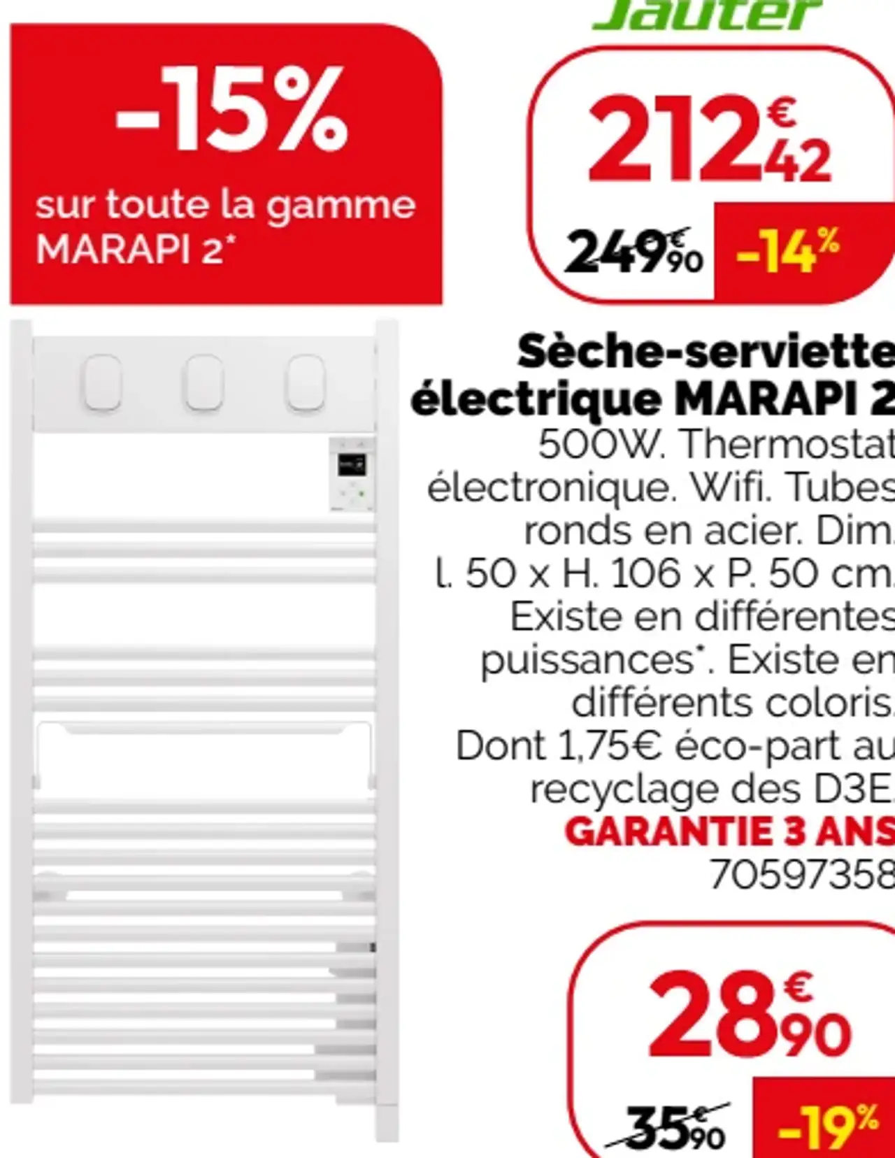 Sauter Sèche-serviette électrique MARAPI 2