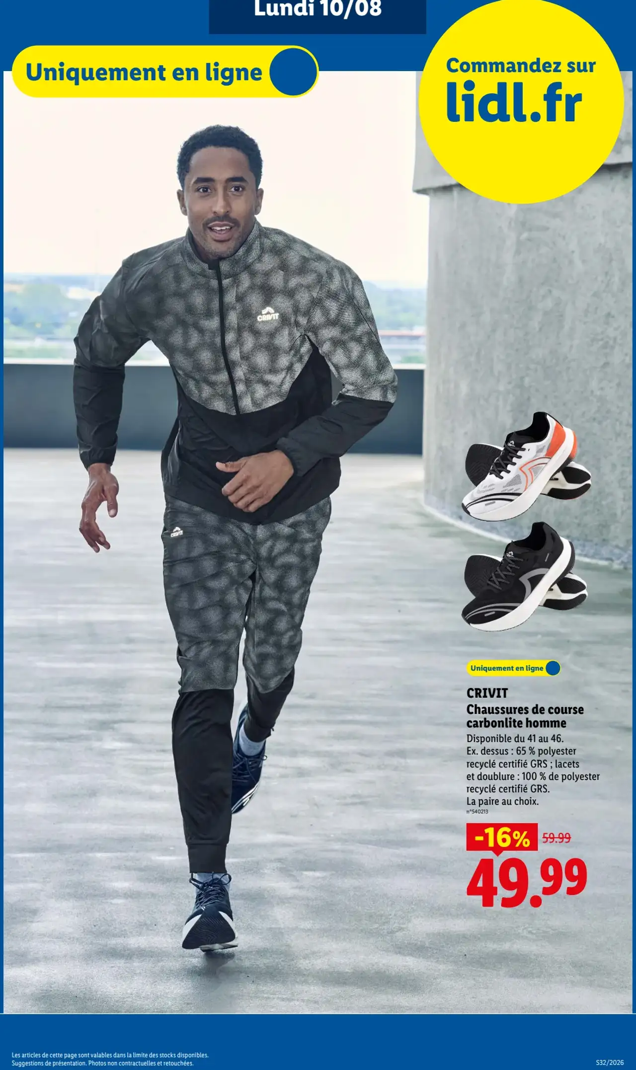 CRIVIT Chaussures de course carbonlite homme