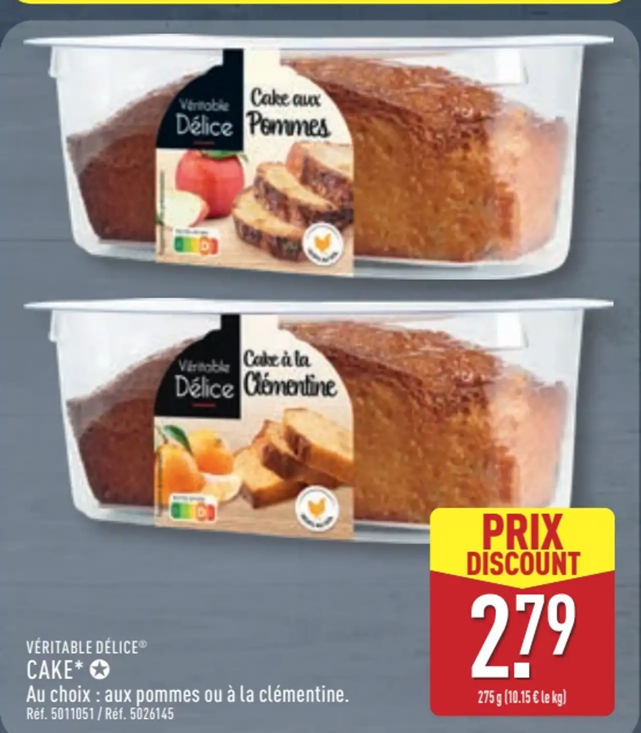 VÉRITABLE DÉLICE® CAKE aux pommes ou à la clémentine