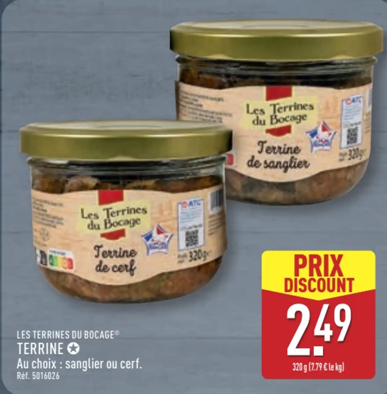Terrine au choix : sanglier ou cerf Les Terrines du Bocage