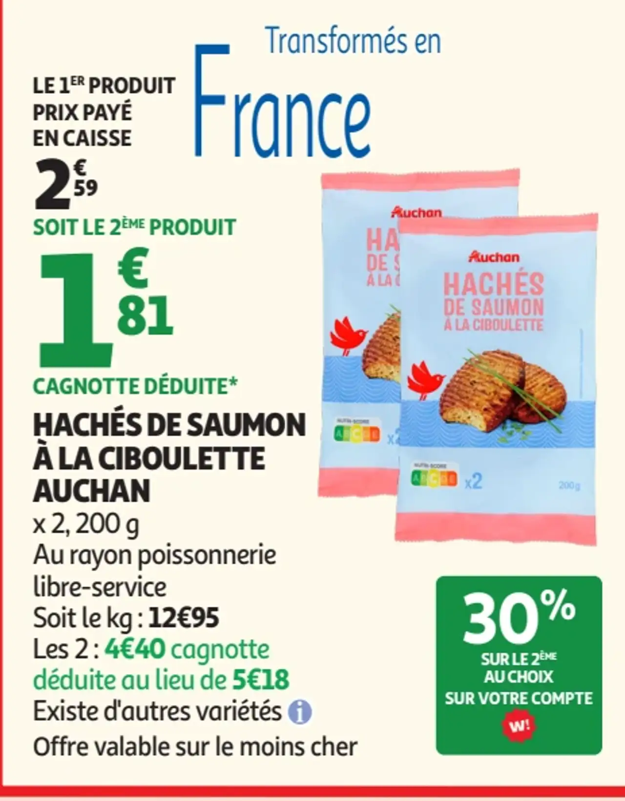 Hachés de Saumon à la Ciboulette Auchan