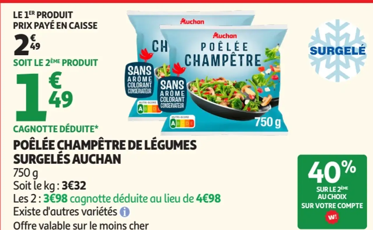 Poêlée champêtre de légumes surgelés Auchan