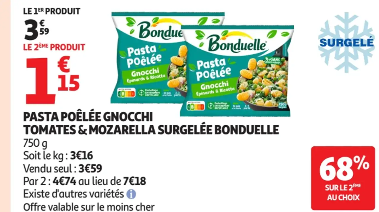 Pasta Poêlée Gnocchi Tomates & Mozzarella Surgelée Bonduelle