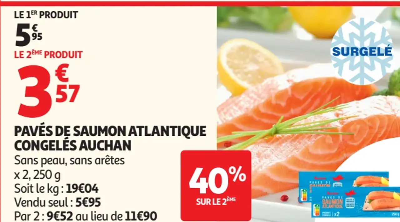 Pavés de saumon Atlantique congelés Auchan