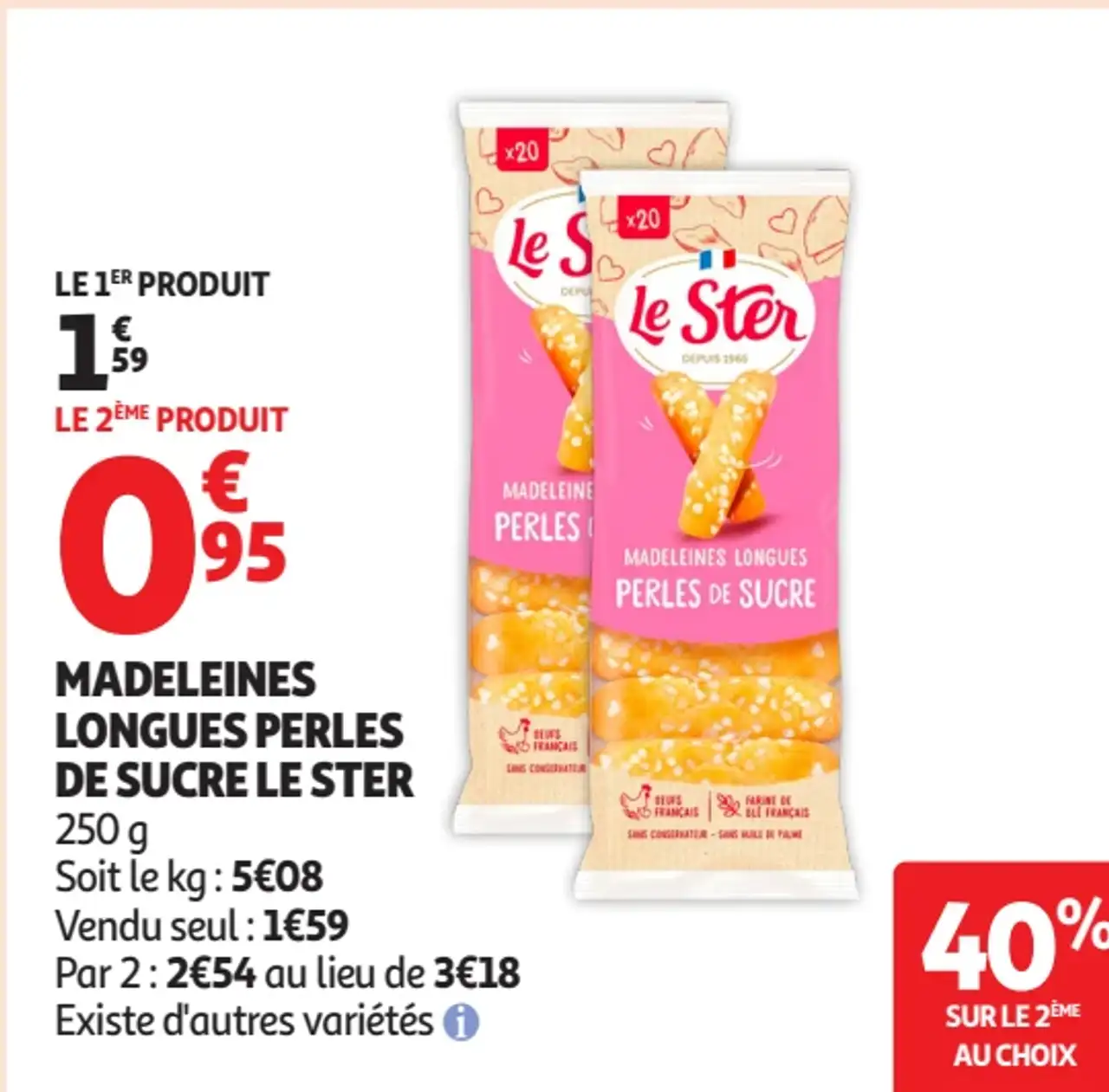 Madeleines longues perles de sucre Le Ster