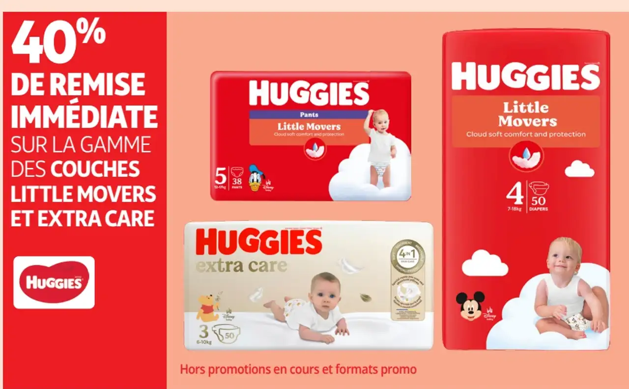 Couches Huggies Pants Little Movers et Extra Care