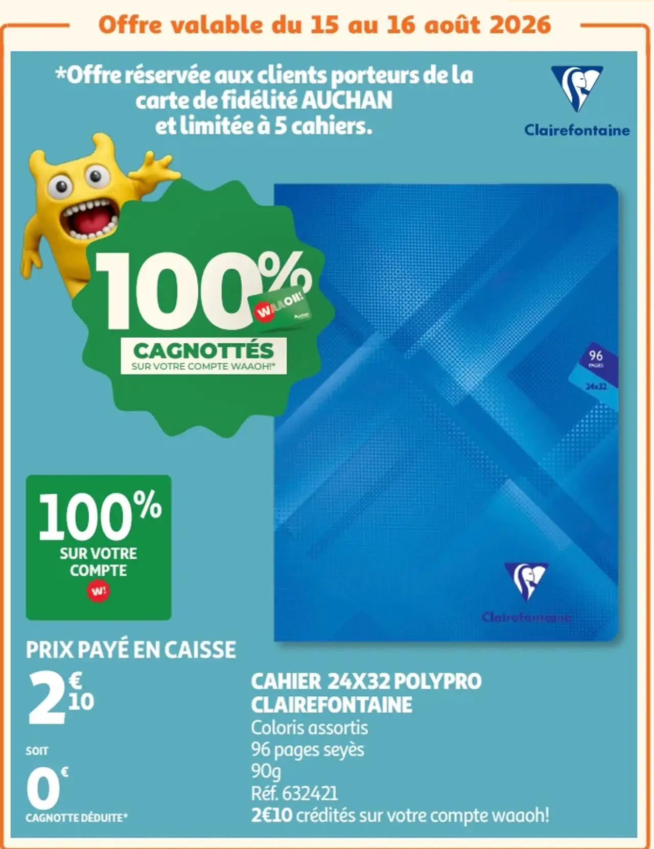 Cahier 24x32 Polypro Clairefontaine