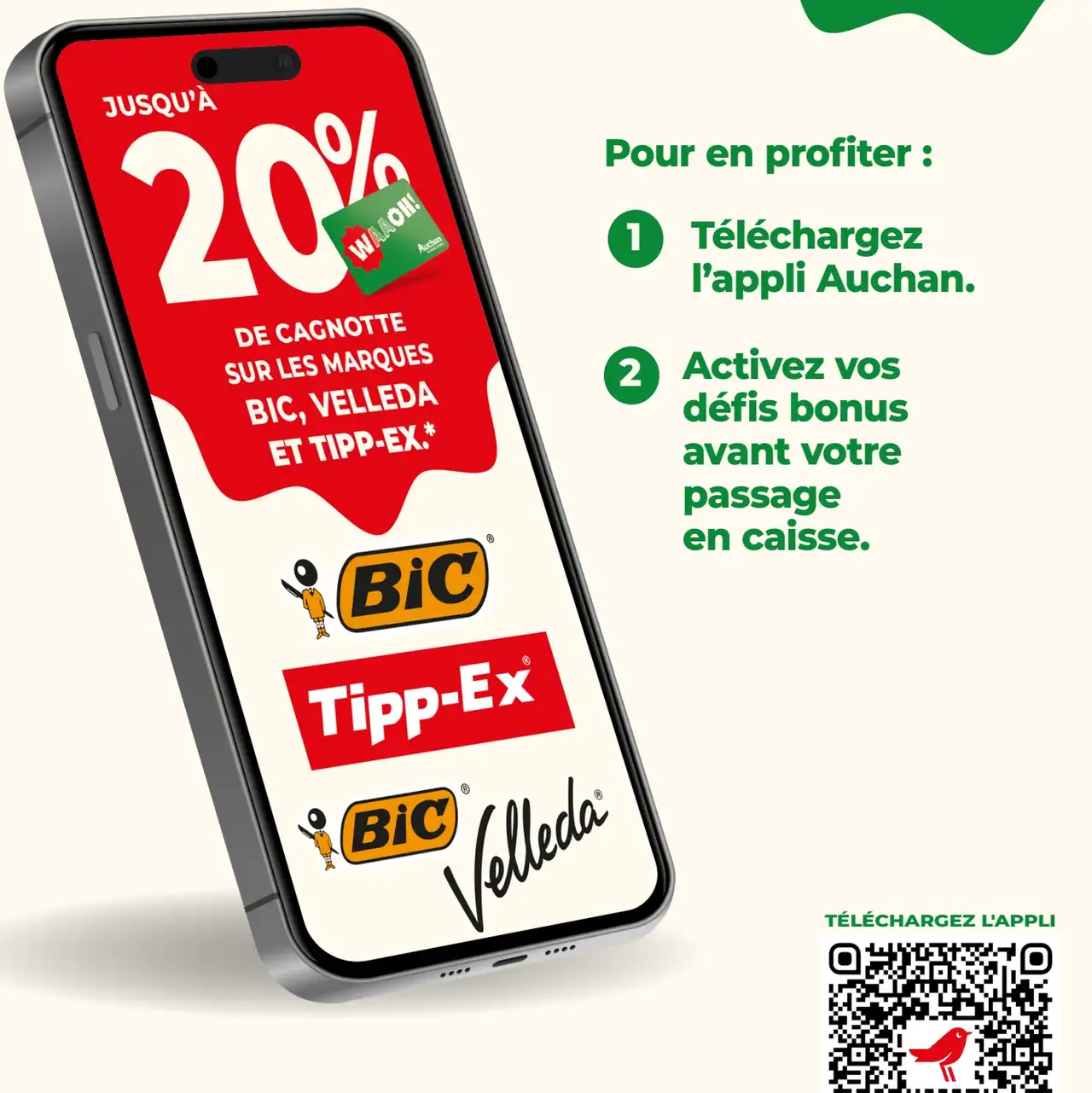 Sélection de produits de papeterie des marques Bic, Velleda et Tipp-Ex