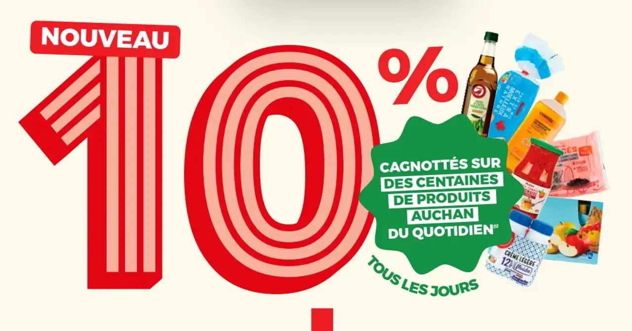 10% cagnottés sur des centaines de produits Auchan du quotidien