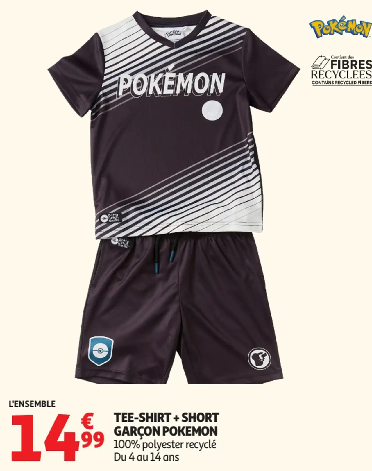 TEE-SHIRT + SHORT GARÇON POKEMON
