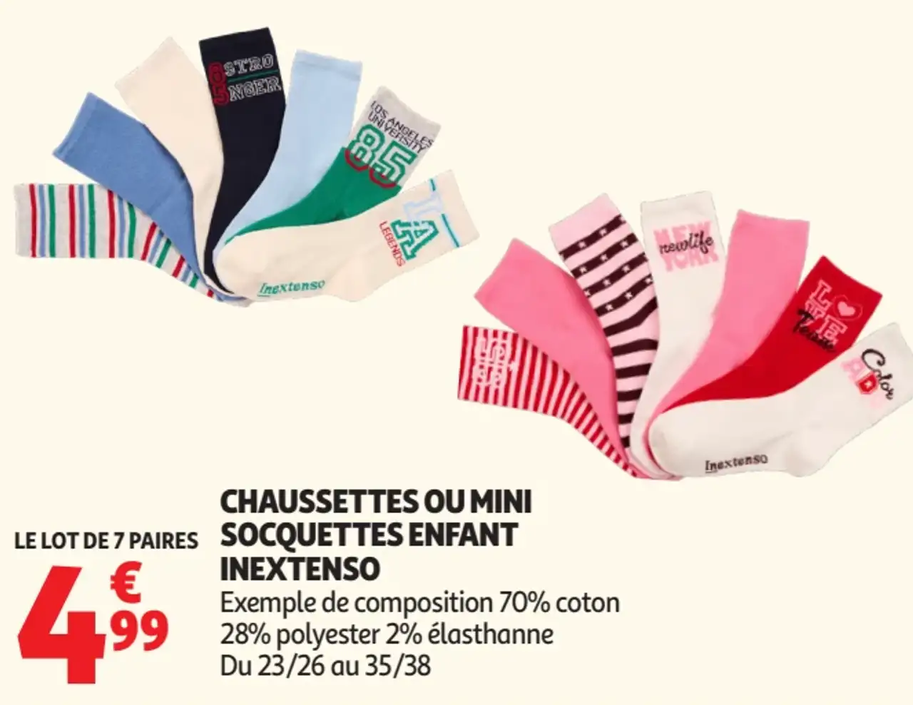Chaussettes ou mini socquettes enfant Inextenso