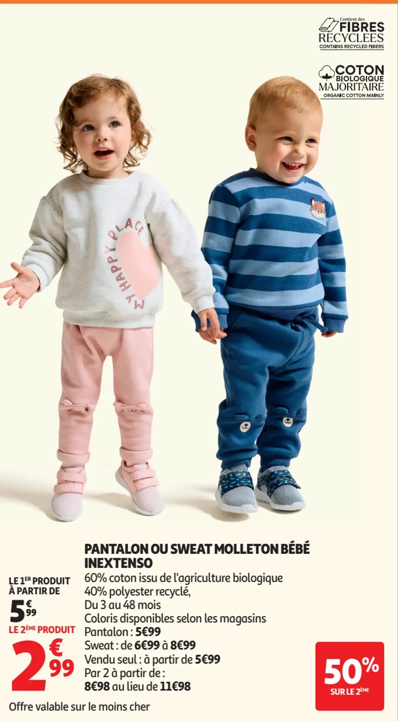 PANTALON OU SWEAT MOLLETON BÉBÉ INEXTENSO