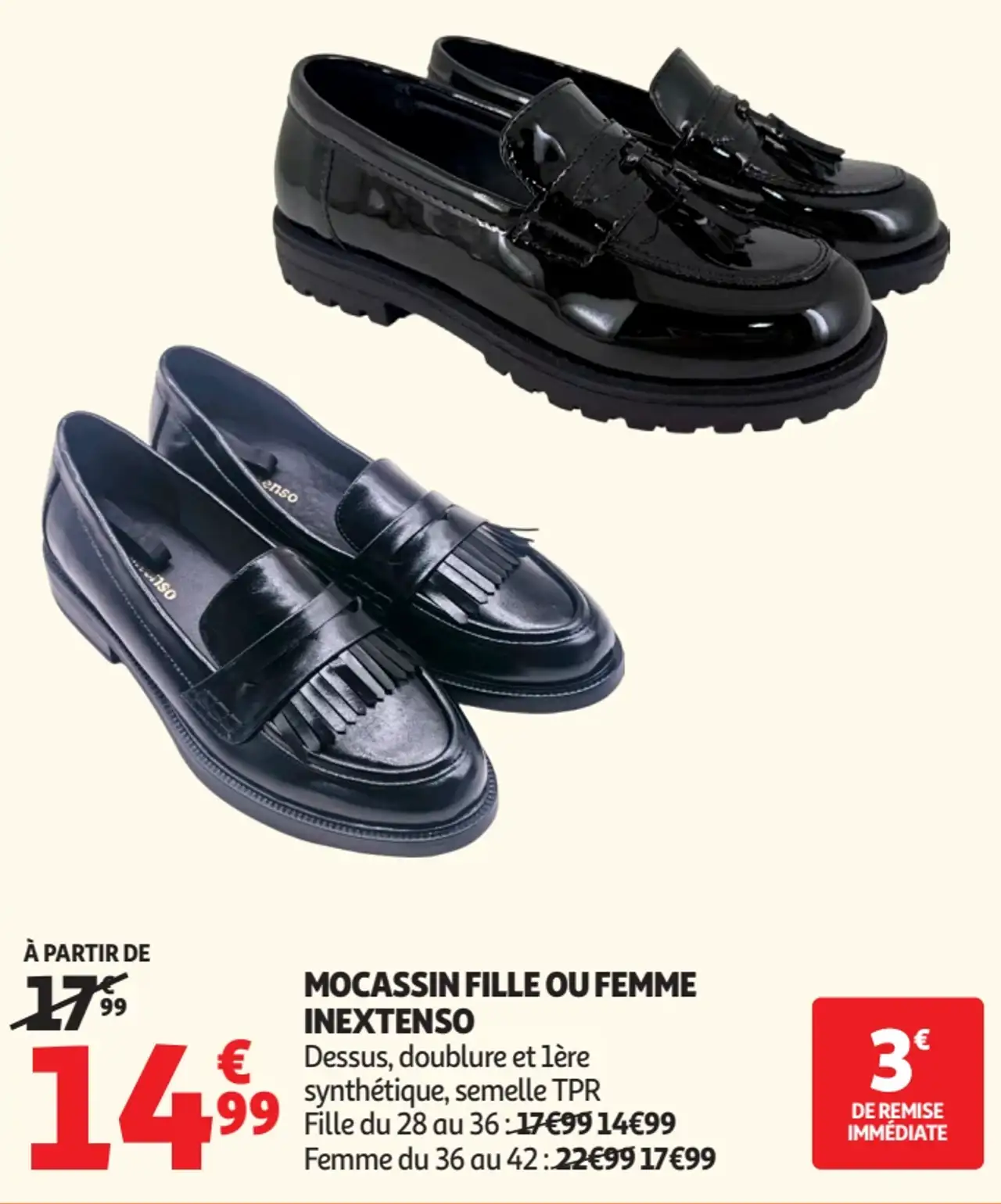 MOCASSIN FILLE OU FEMME INEXTENSO