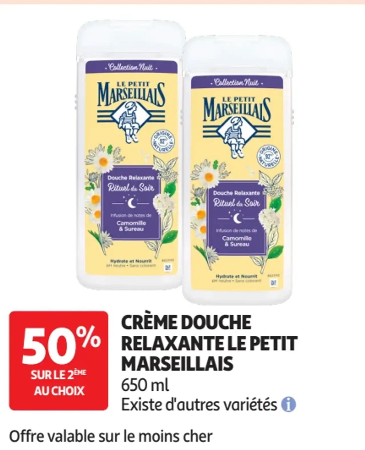 Crème douche relaxante Le Petit Marseillais Rituel du Soir