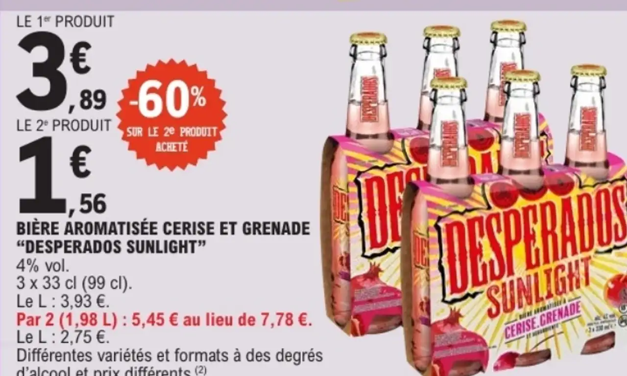 Bière aromatisée cerise et grenade Desperados Sunlight