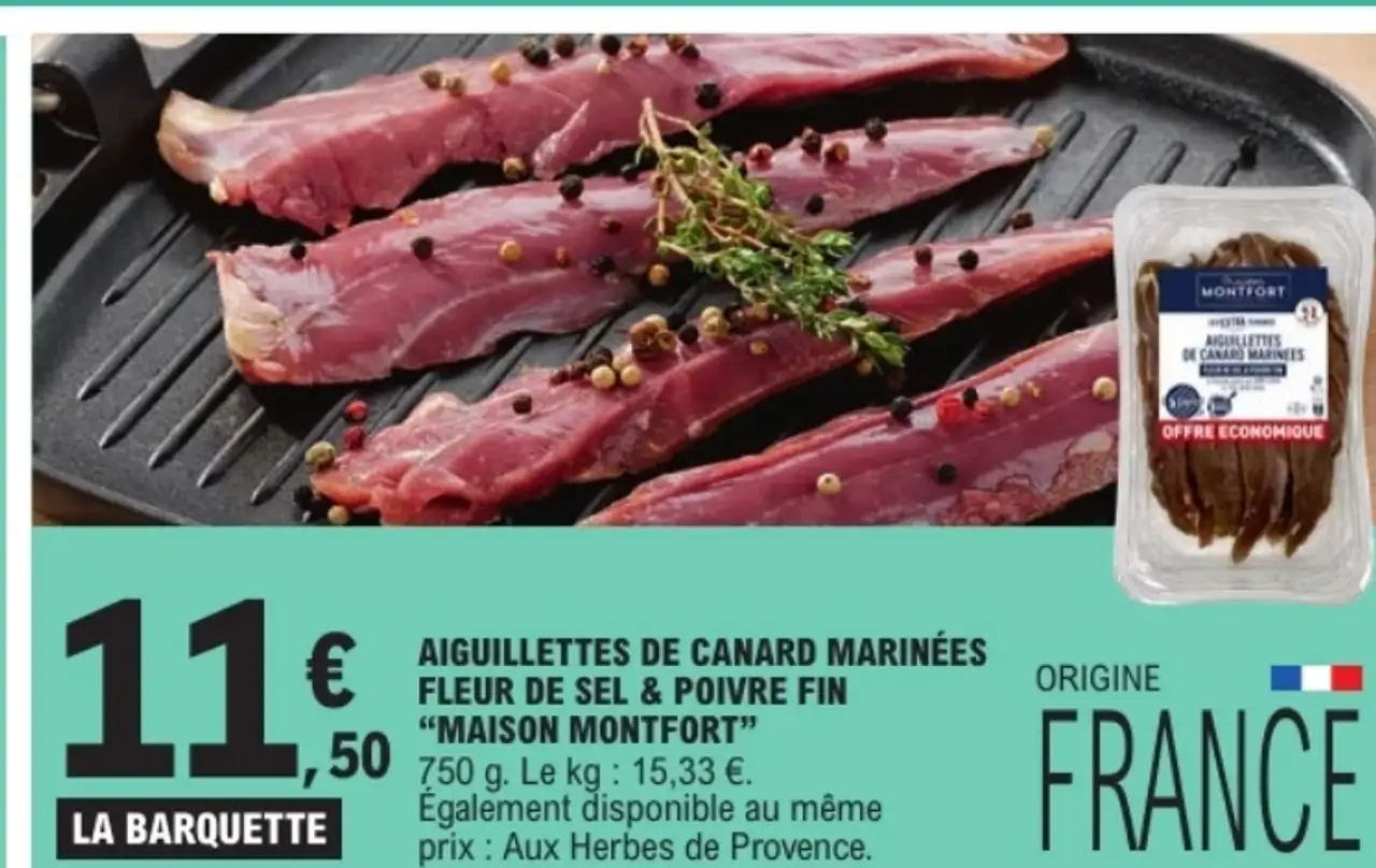 Aiguillettes de canard marinées fleur de sel & poivre fin "Maison Montfort"