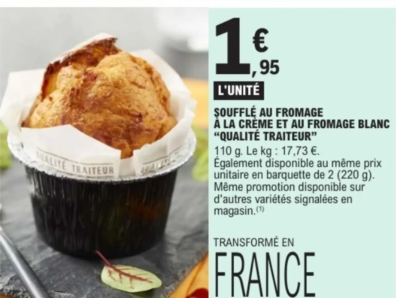 Soufflé au fromage à la crème et au fromage blanc Qualité Traiteur