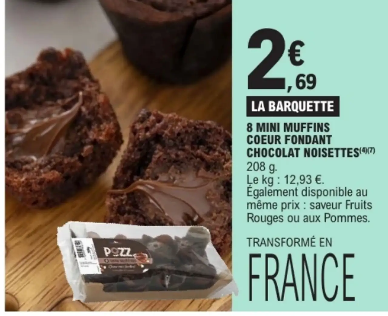 8 Mini Muffins Coeur Fondant Chocolat Noisettes