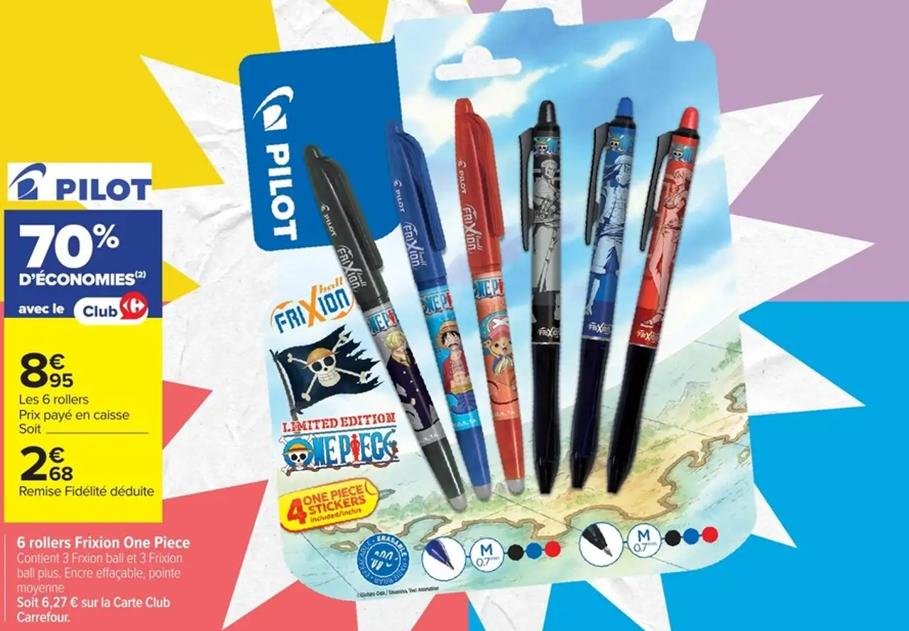 6 rollers Frixion One Piece Pilot