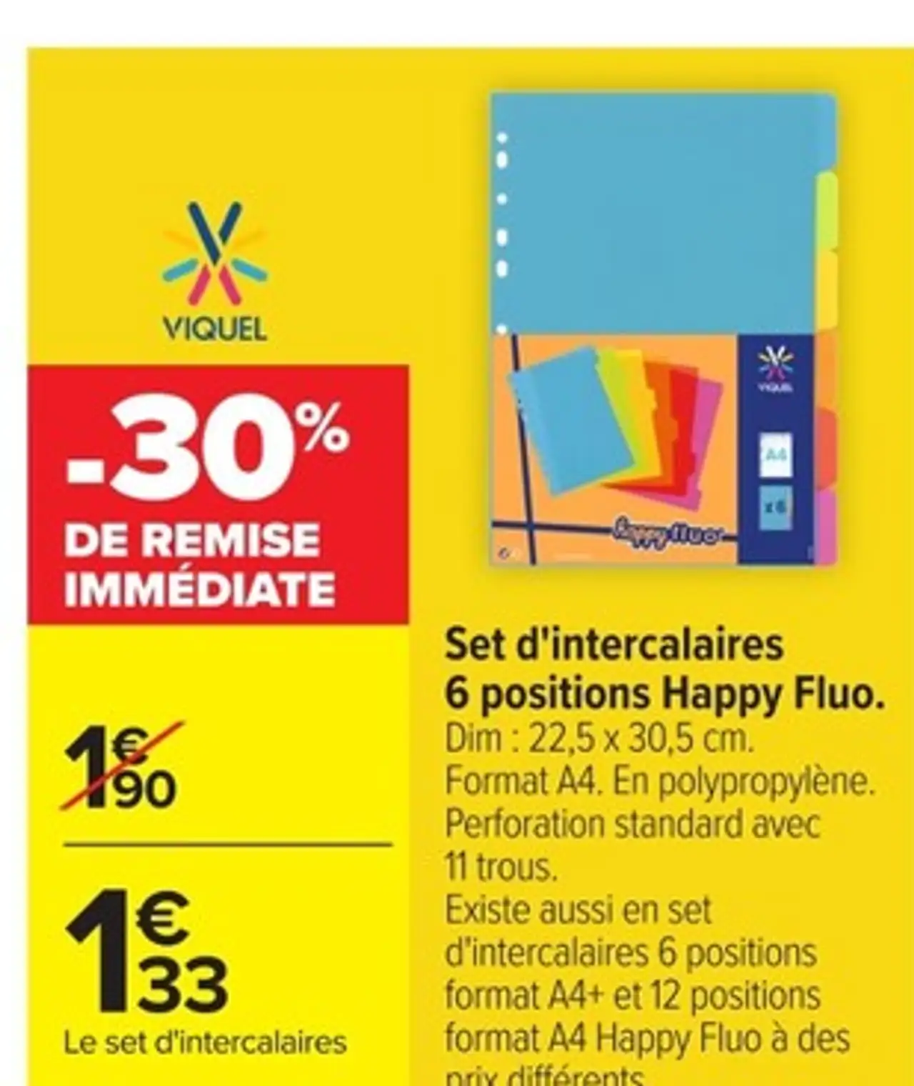 Set d'intercalaires 6 positions Happy Fluo Viquel