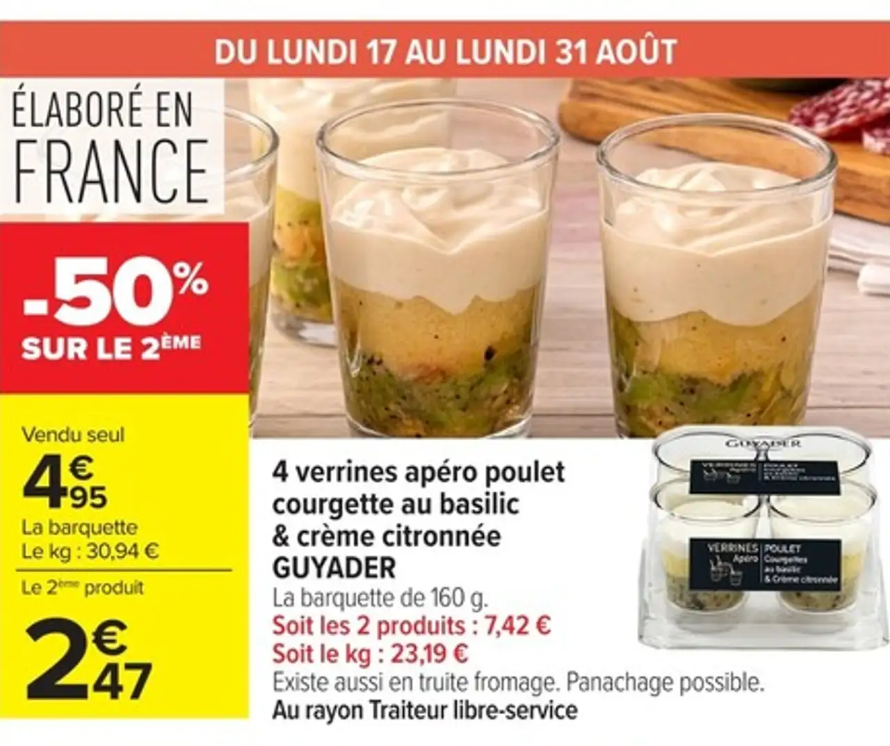 4 verrines apéro poulet courgette au basilic & crème citronnée GUYADER