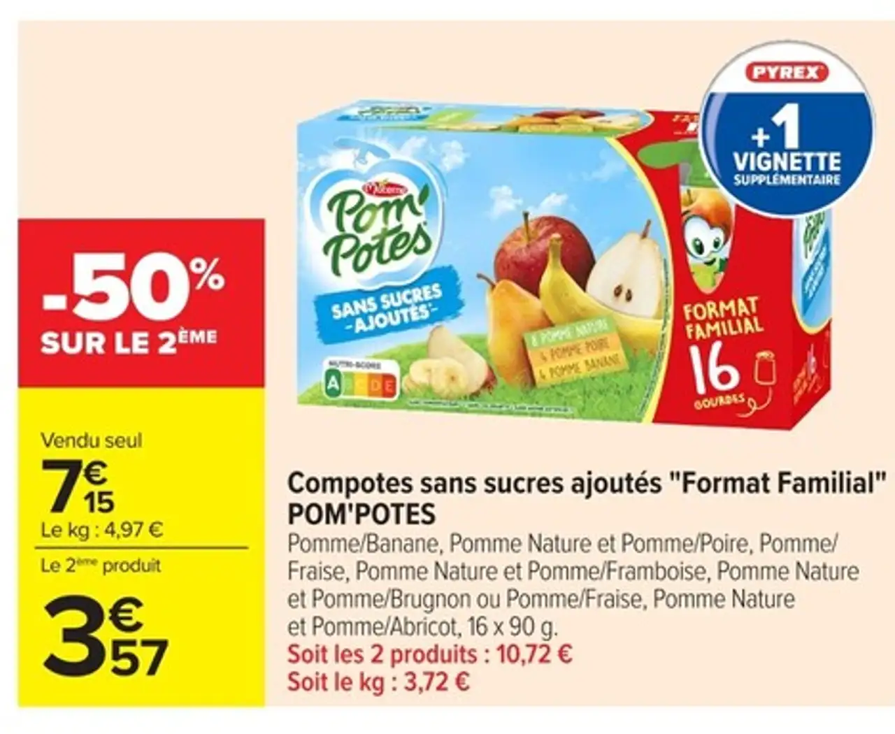 Compotes sans sucres ajoutés "Format Familial" Pom'Potes